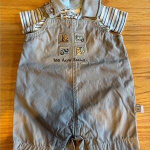 Disney Baby Classic Vintage Pooh 100 Acre Racing Romper 2 Piece New Born